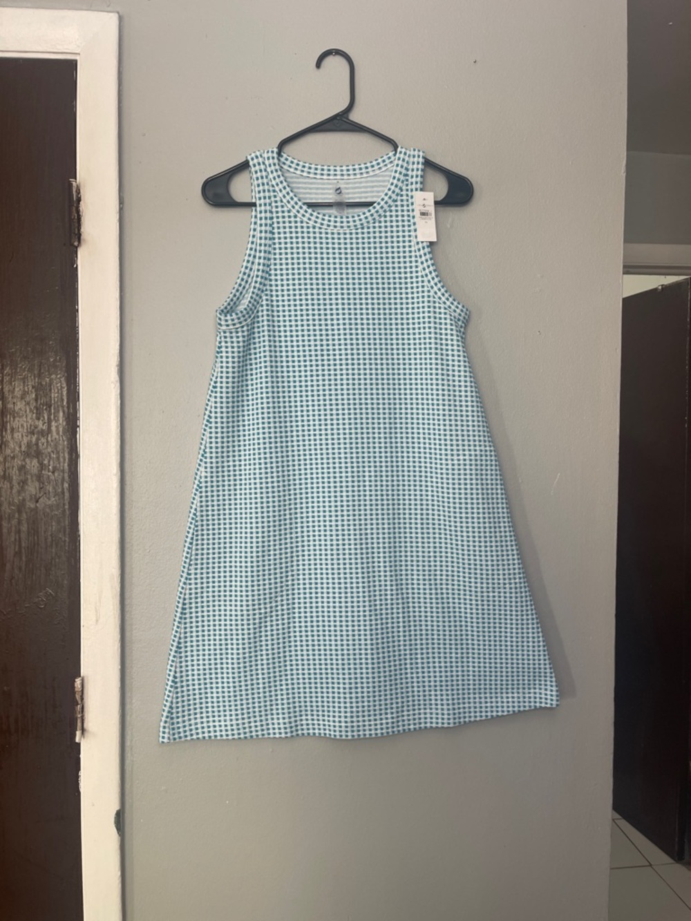 Lou & Grey Light Blue Gingham Sleeveless A-Line Dress